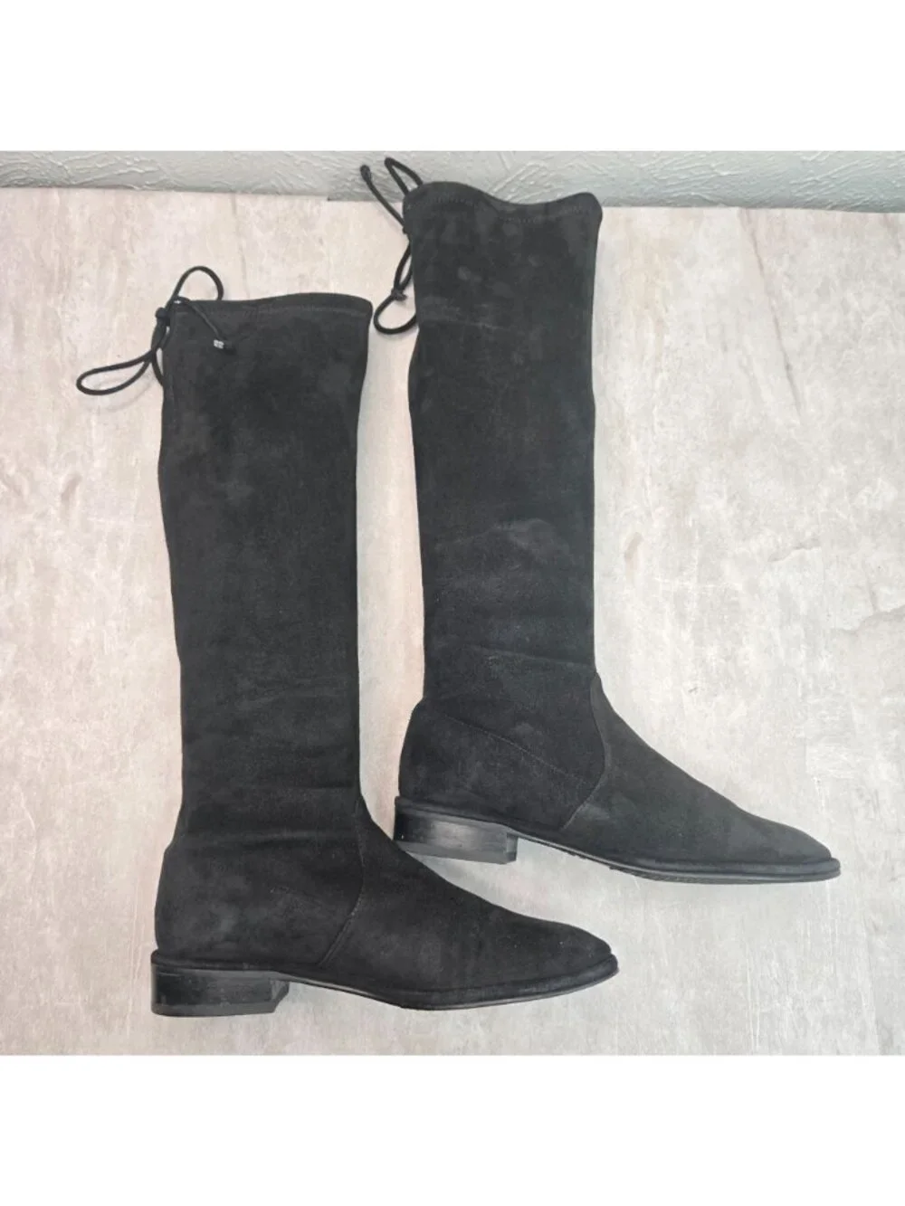 Stuart Weitzman Knee High Boots Sz 5 Black Suede Dressy Tall Stretchy Sock Boots